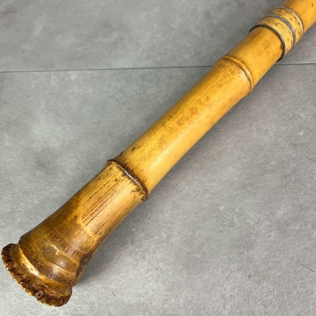 人気 尺八 真竹 琴古流 バチ型 印？あり 銀三線 1尺9寸 5孔 和楽器 漆