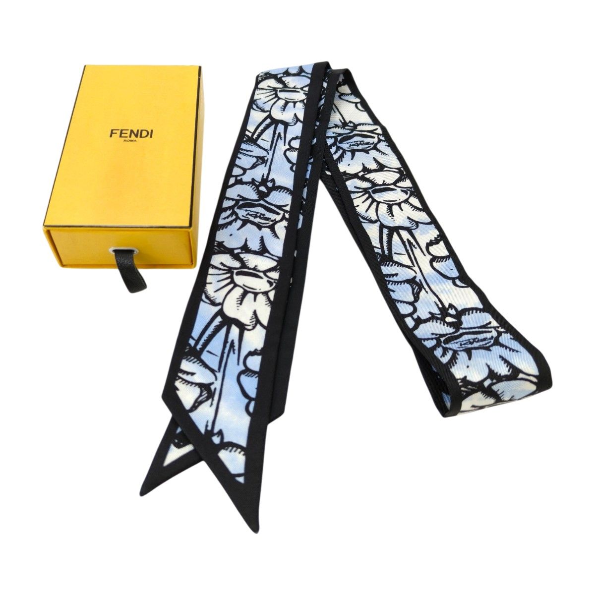 FENDI フェンディ スカーフ シルク バンドゥ ズッカ 花柄 ブルー 管理