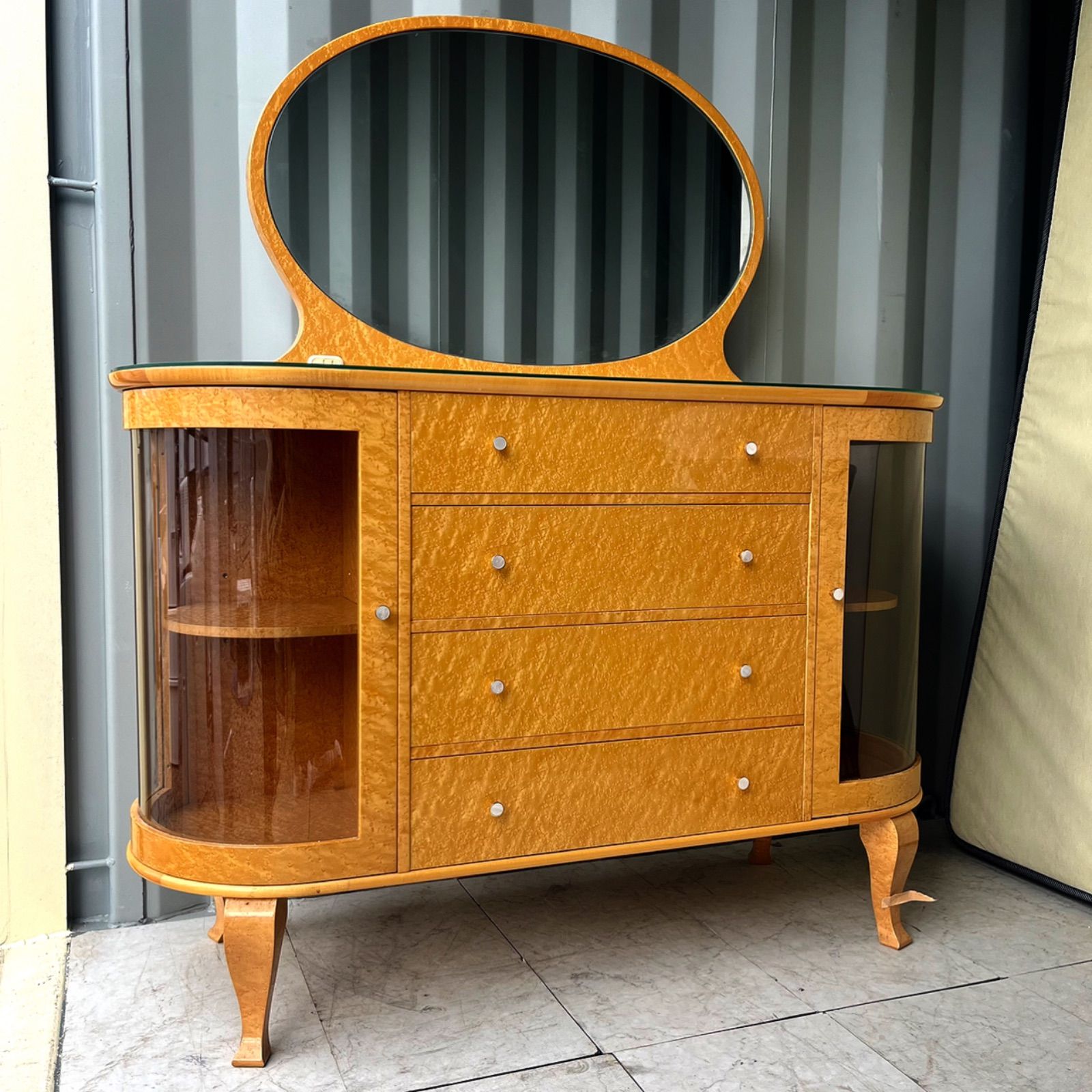 取付無料！松創 府中家具 最高級バーズアイメープル 猫脚ドレッサー