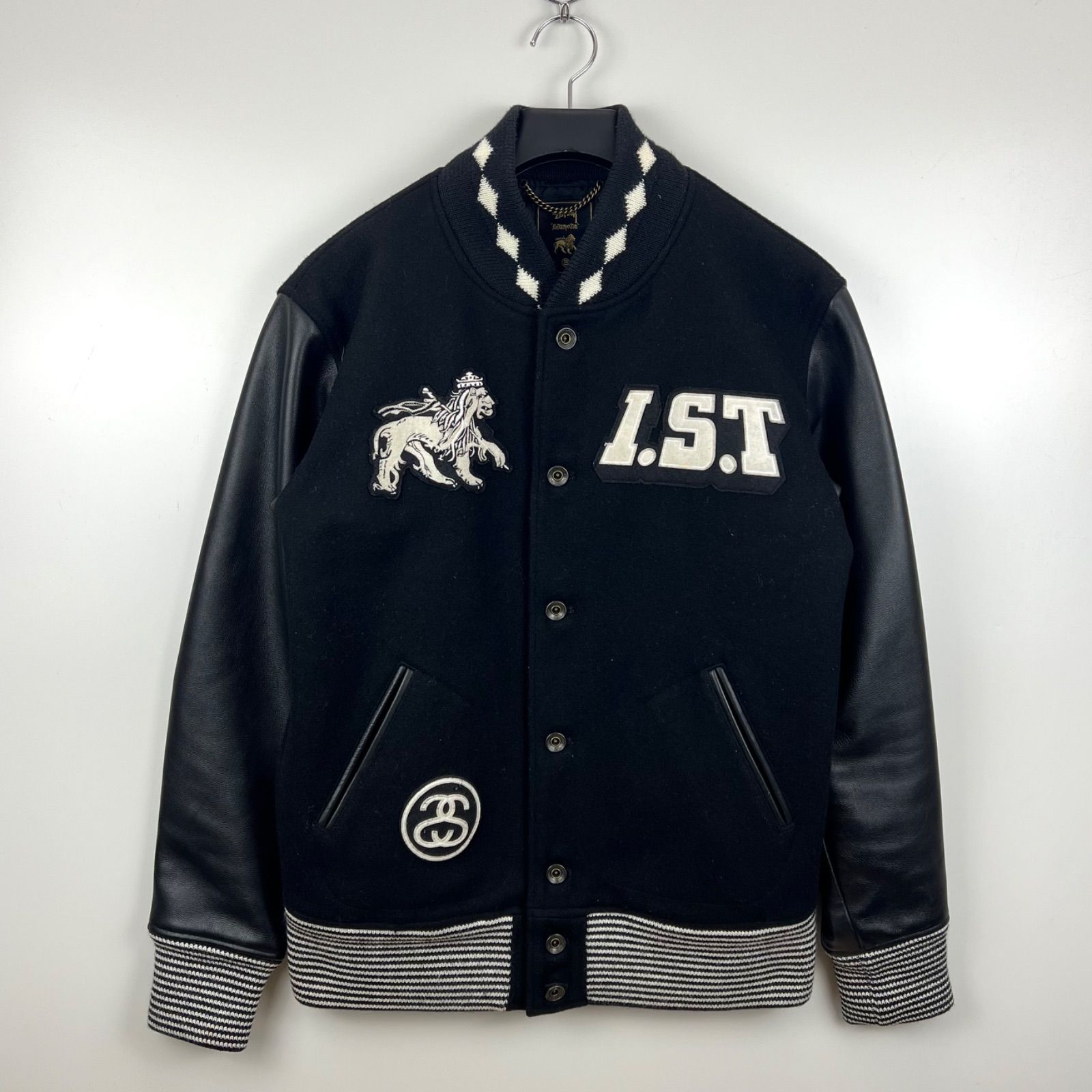 STUSSY NEXUS7 30th RETROSPECTIVE leather sleeve varsity jacket L