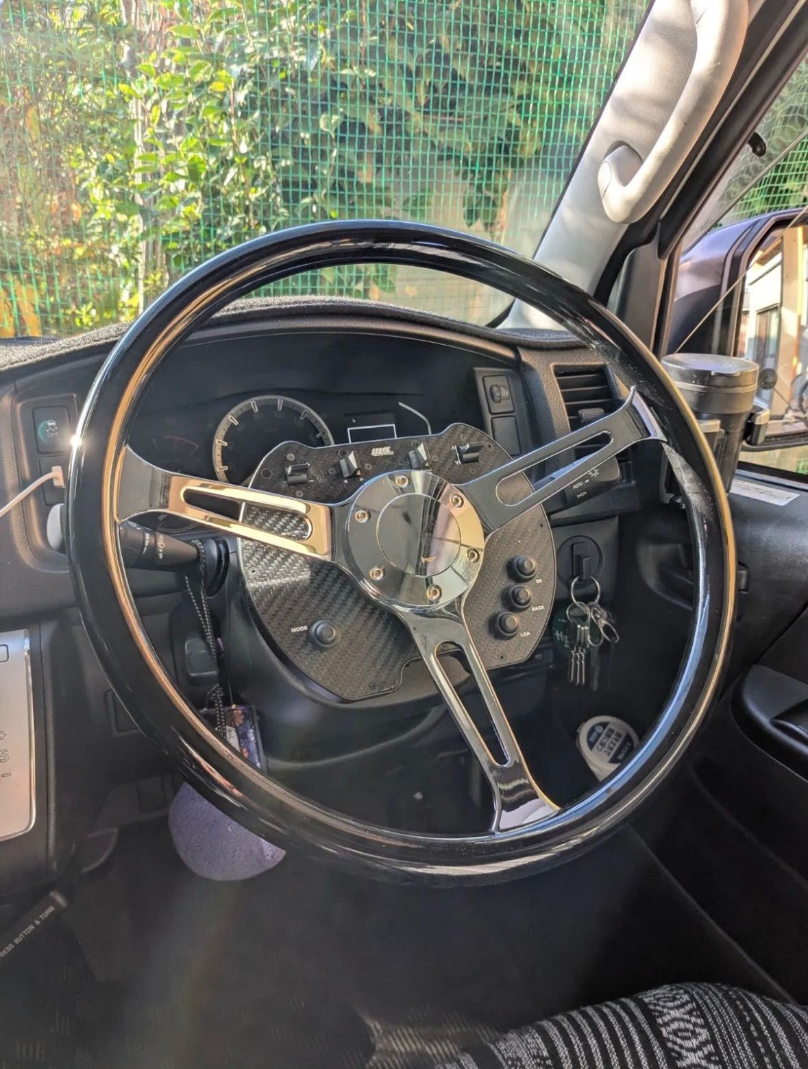 自動車用 黒 3スポークステアリング本体15インチ380cm クロズブラック