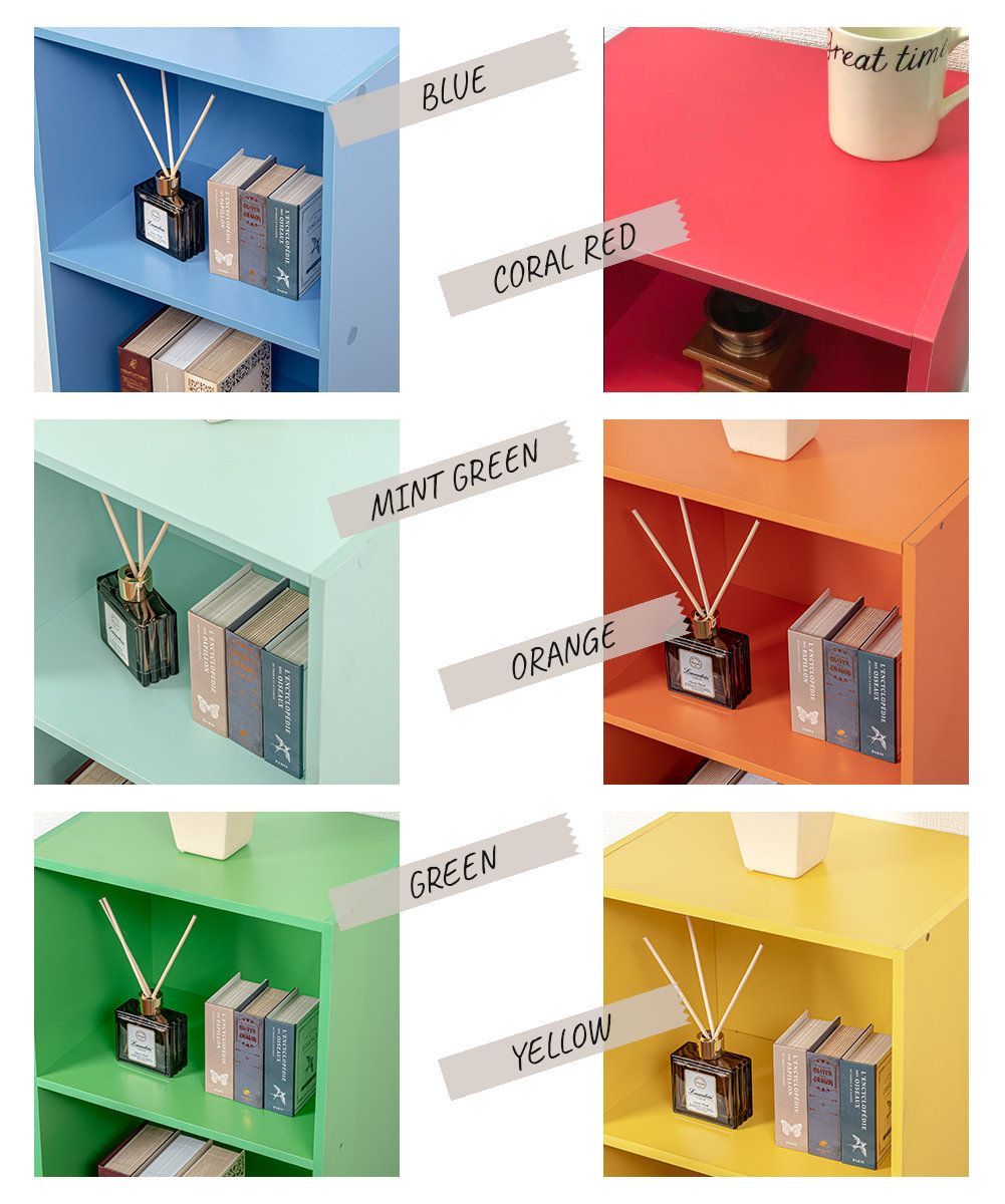カラーボックス3段 3個セット（グリーン/ミントグリーン/ブルー）本棚