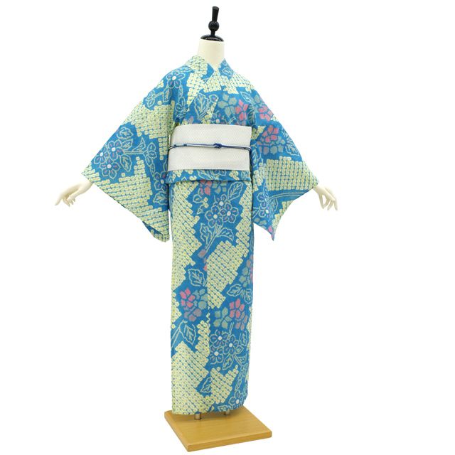 中古】 夏物 本場有松鳴海絞り 浴衣 リサイクル 有松 ゆかた 絞り 木綿