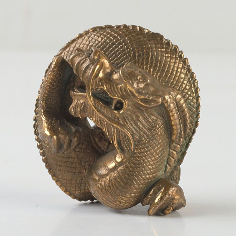 根付「龍」 根付 嫗(おうな) 天然素材 根付(龍：下穴)(本黄楊・柘植) :