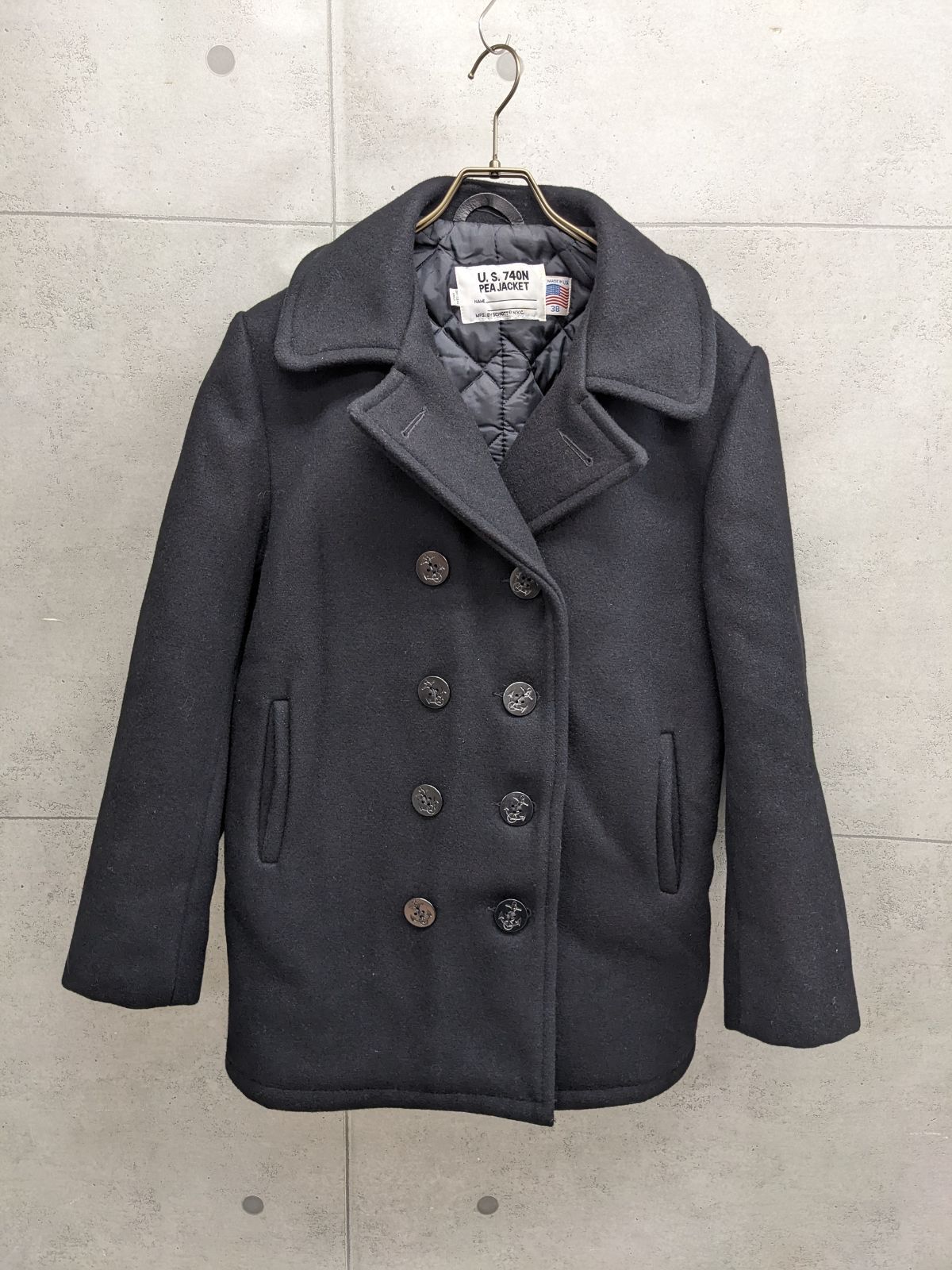 Schott USA製 schott 740N ピーコート 黒 Mサイズ 38 キルティング