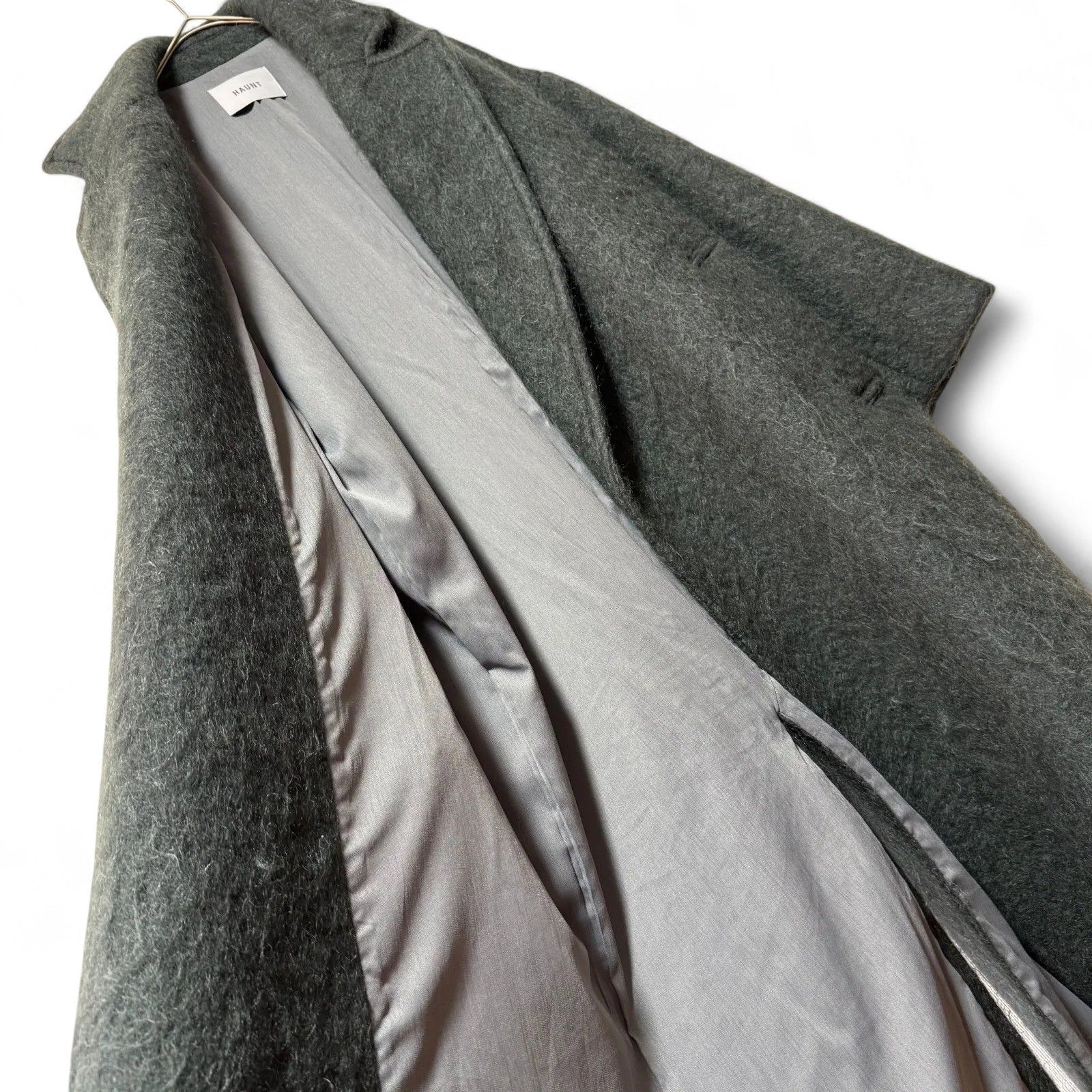 未使用級 HAUNT モヘヤ シャギーコート グレーグリーン - メルカリ