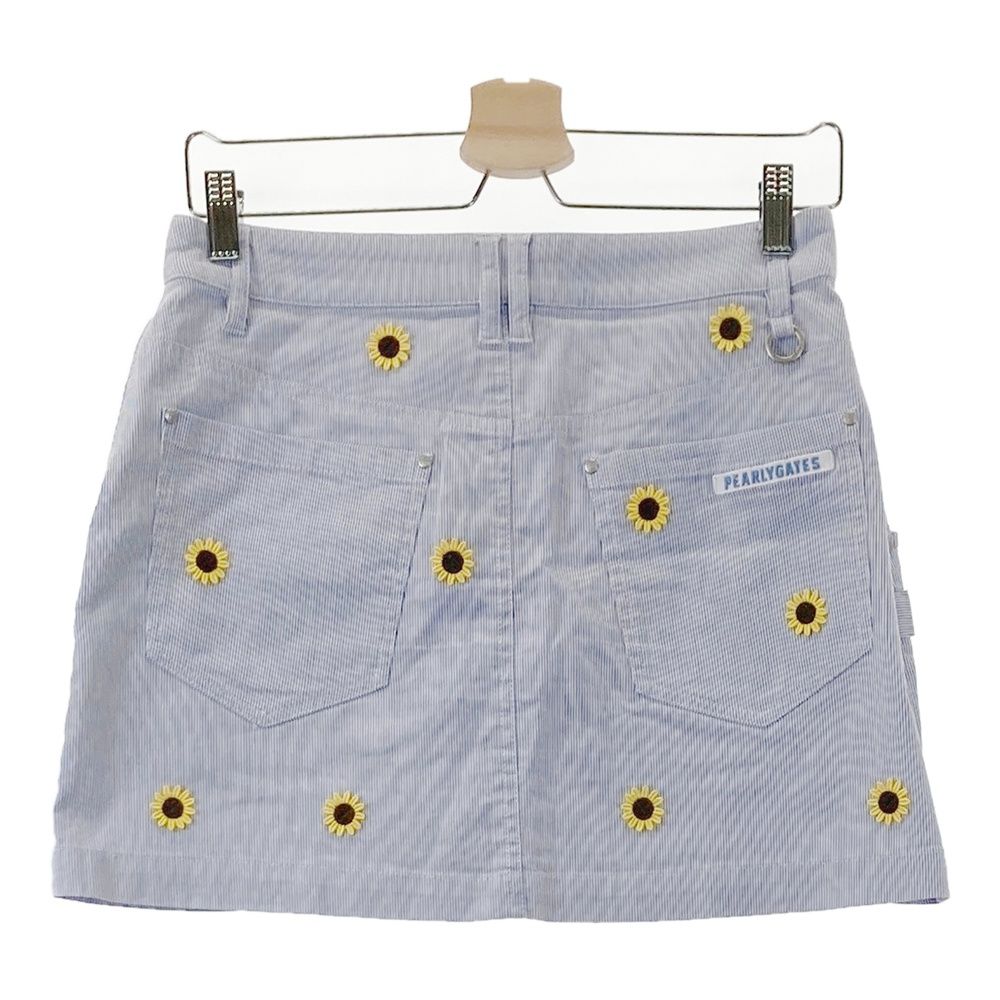 パーリーゲイツ ネイビー ストレッチスカート 89刺繍付き Peロゴ柄刺繍