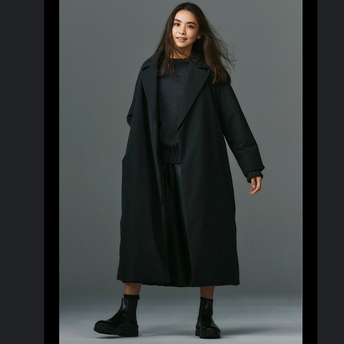 美品 セオリーリュクス 中綿 ガウンコート 滝沢眞規子さん着用 ラップ