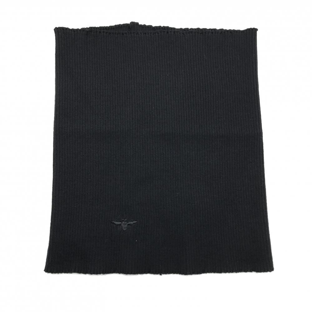 美品】ディオール ニットネックウォーマー 黒 ウール100％ 蜂刺しゅう