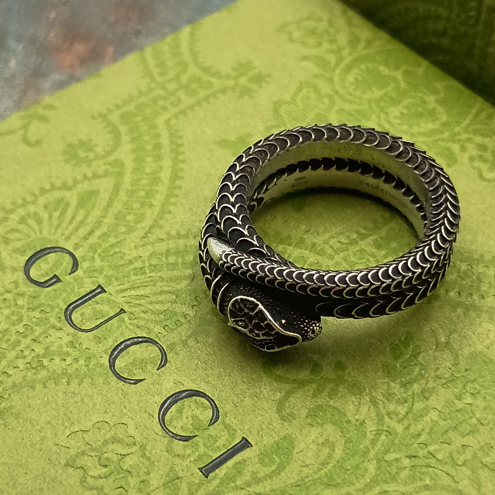 GUCCI グッチ ガーデン スネーク リング 18号 メンズ シルバー 925
