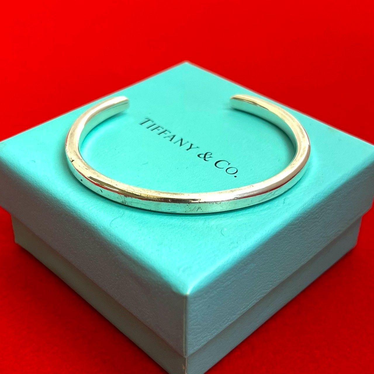 極 美品 TIFFANY&Co. ティファニー メイカーズ ナロー カフ バングル