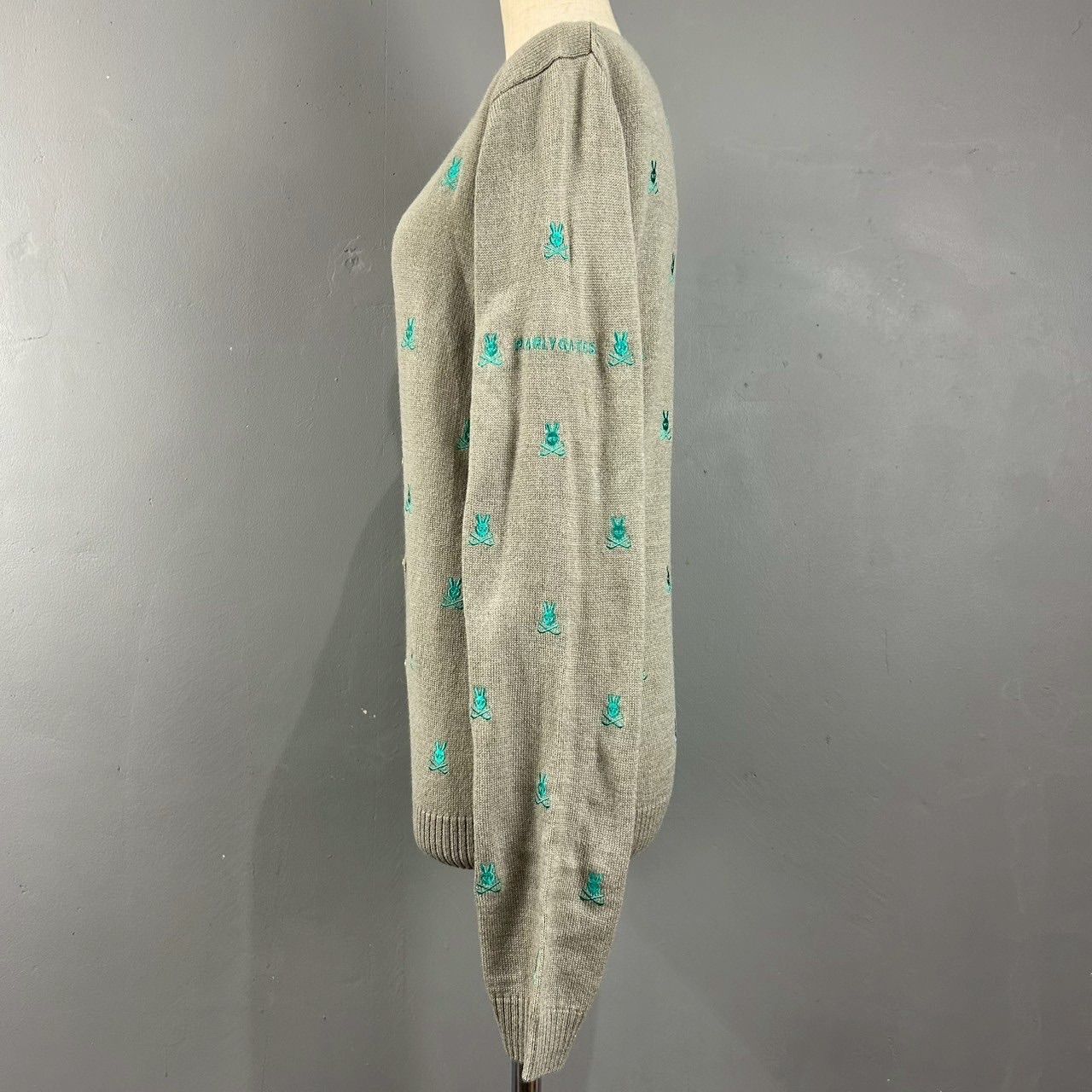 ゴルフバカ様美品 パーリーゲイツ ロゴ刺繍 総柄 ウール ニット L ニコ