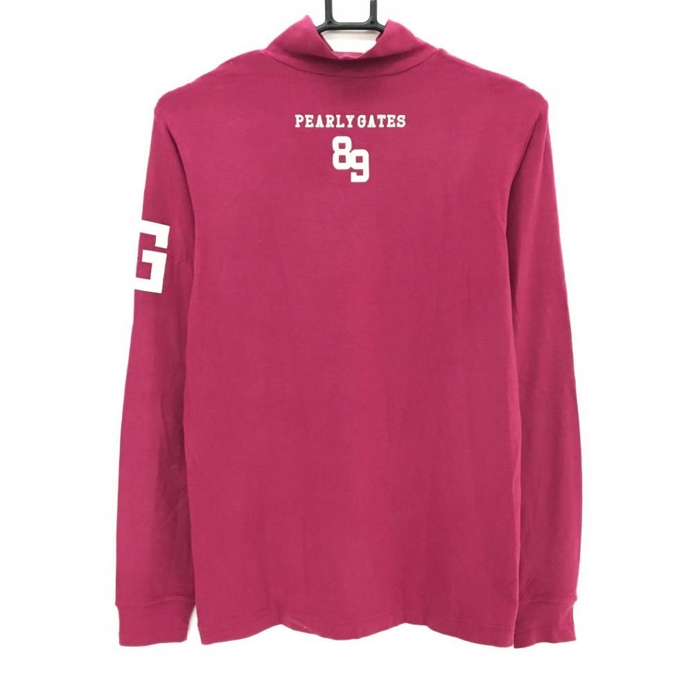 美品】パーリーゲイツ 長袖ハイネックシャツ ボルドー ストレッチ ロゴ