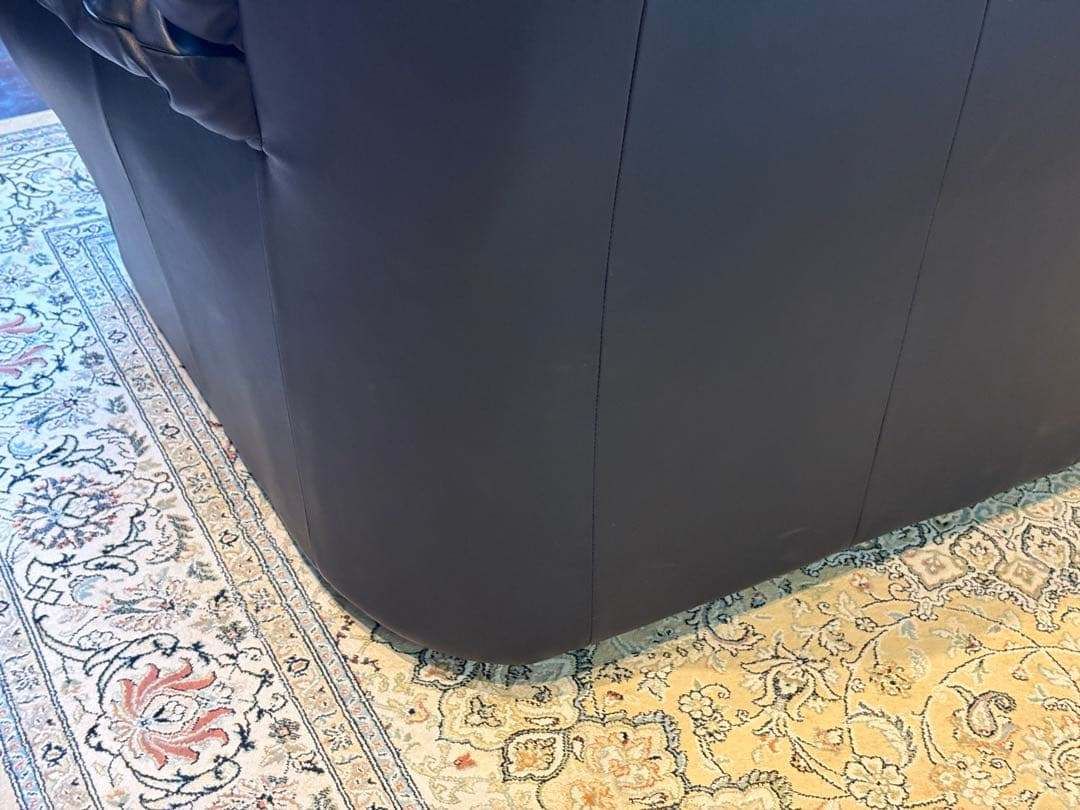 ②カウチソファ ブラックソファ 2P モダン クラシック シンプル レザー