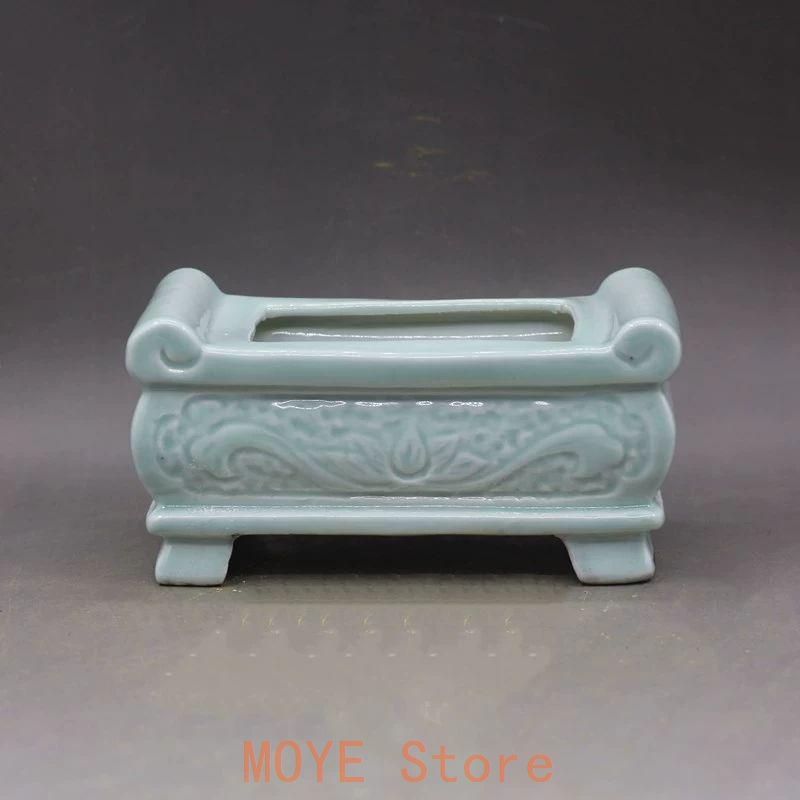 宋汝磁器両耳香炉 仏具 景徳鎮 陶磁器 装飾品 現代工芸品 美術品 置物