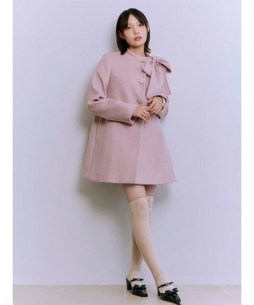 2025AW [L.B CANDY STOCK]Aラインビジューリボンコート - メルカリ