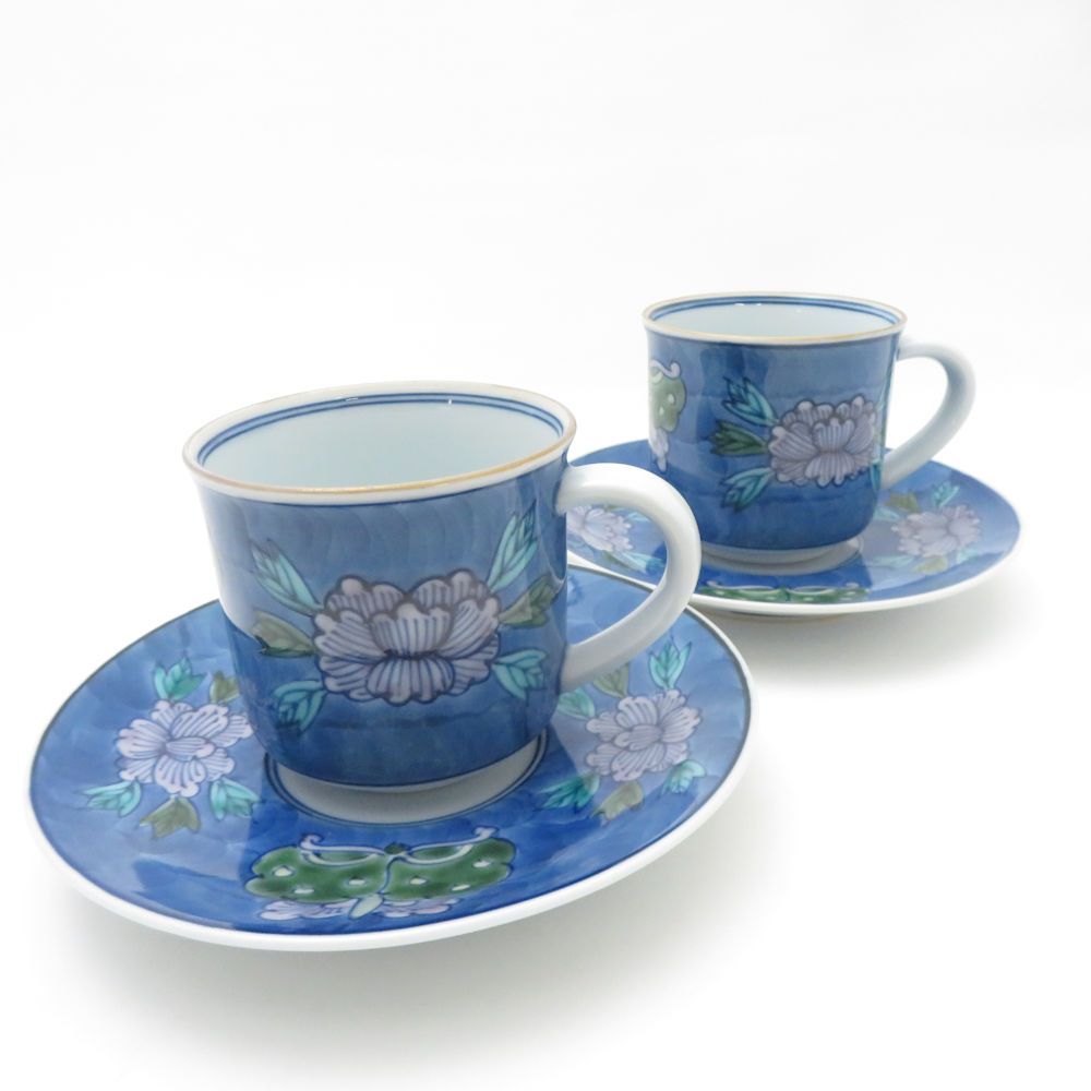 源右衛門窯 染錦牡丹蝶絵 カップ＆ソーサー 2客 ペア SY13377E2 - メルカリ