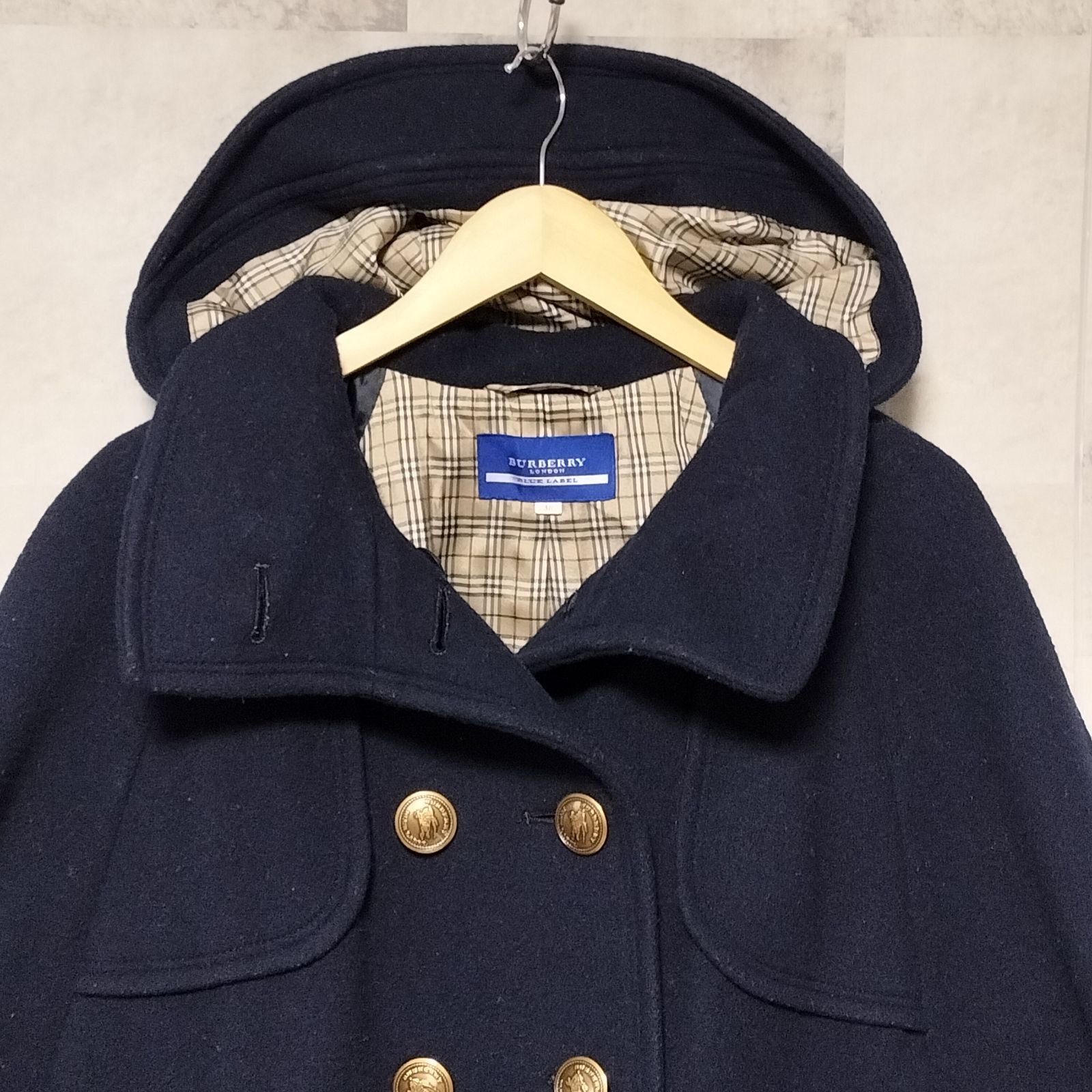 BURBERRY BLUE LABEL ファー付きポンチョ 38 BURBERRY BLUE LABEL
