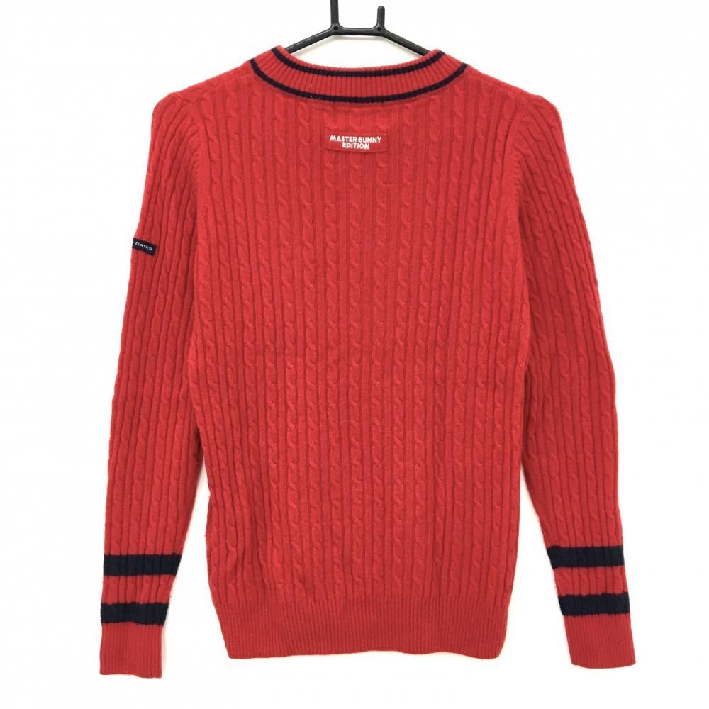 557 マスターバニー メンズ ゴルフウェア ウールカシミヤニット 赤 5 L