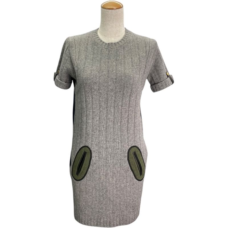 極美品】ルイヴィトン ワンピース 20AW 34サイズ ウール グレー 楽天