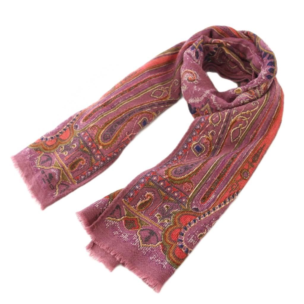 エトロ シルク100 ストール ペイズリー ピンクパープル エトロ ETRO 1