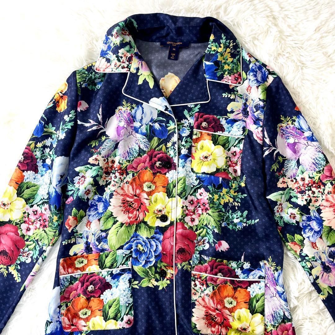 ルイヴィトン シルク 花柄 長袖シャツ 36サイズ 派手 モノグラム