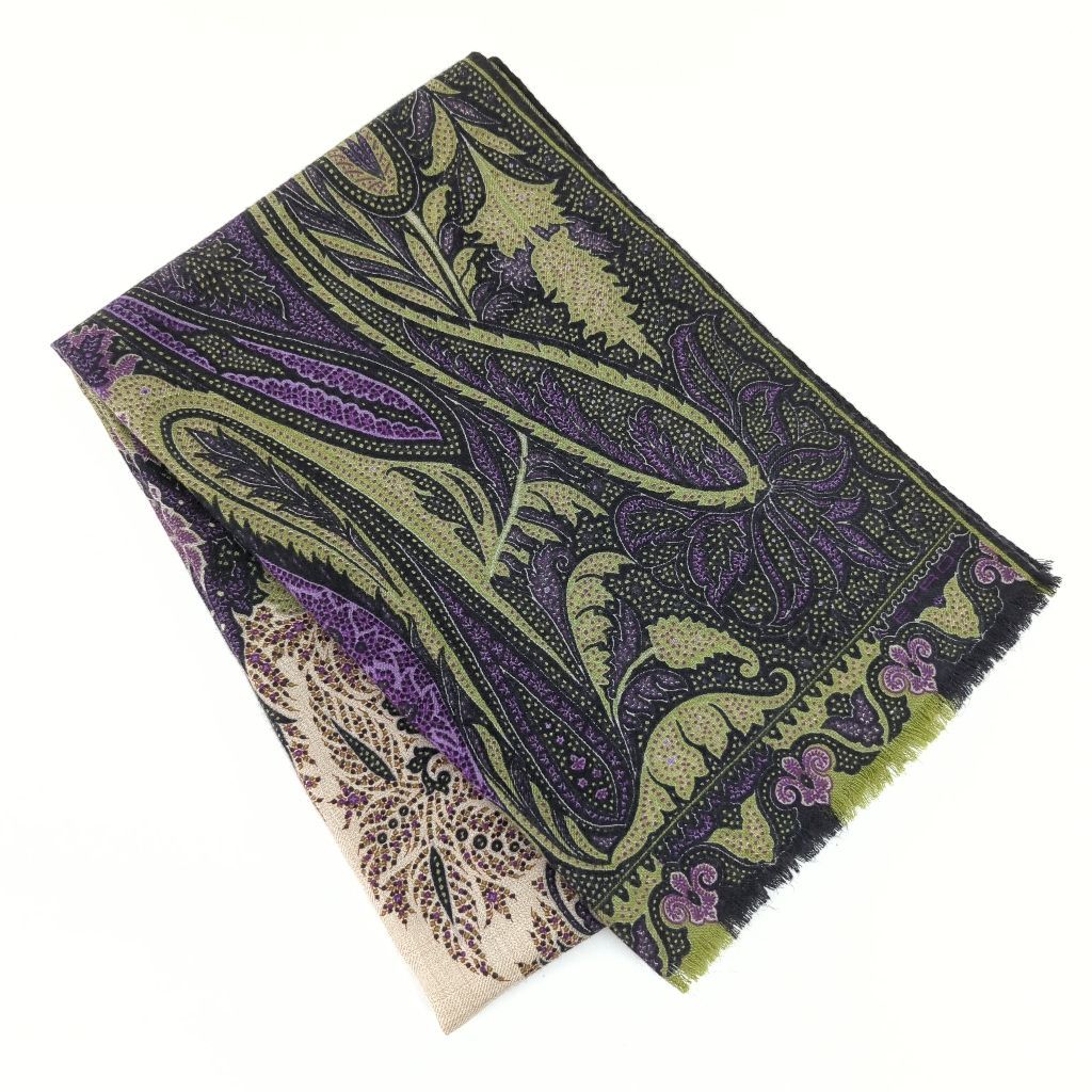 エトロ ETRO ストール カシミヤ×シルク スカーフ ペイズリー パープル