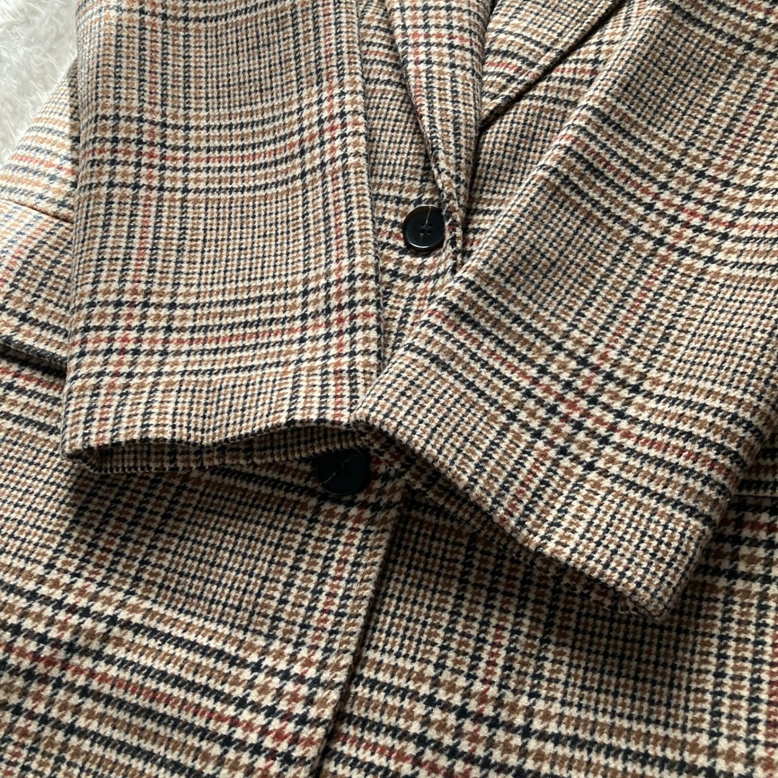 ZARA 希少 チェスターコート L ベージュチェック ZARA 希少チェスター