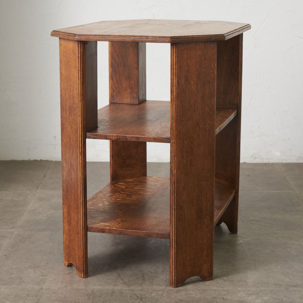 英国アンティーク木製サイドテーブル/オケージョナル机/飾り棚/花台(91