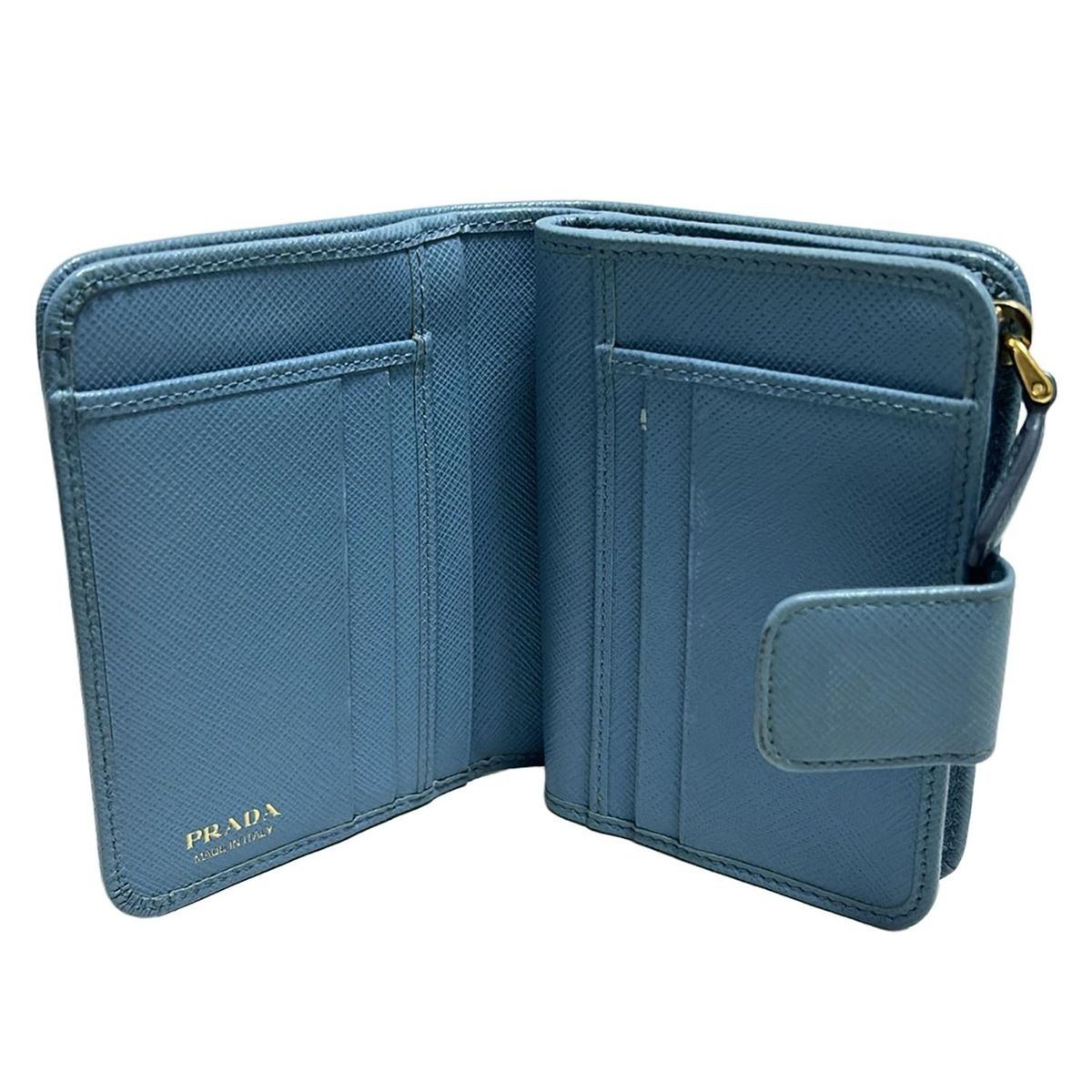 PRADA(プラダ) 2つ折り財布 - ライトブルー L字ファスナー レザー