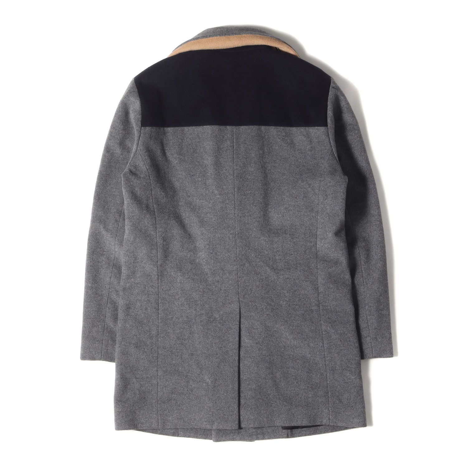 PS ポールスミスグレー 中綿入りウール混紡 ダブルブレストピーコート