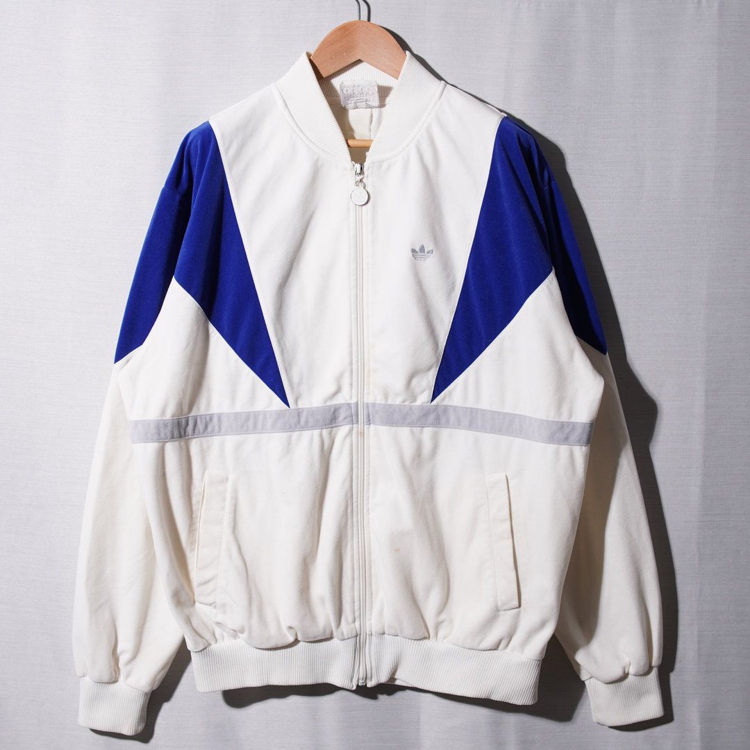 90s アディダス adidas ベロア トラックジャケット L 相当 ホワイト