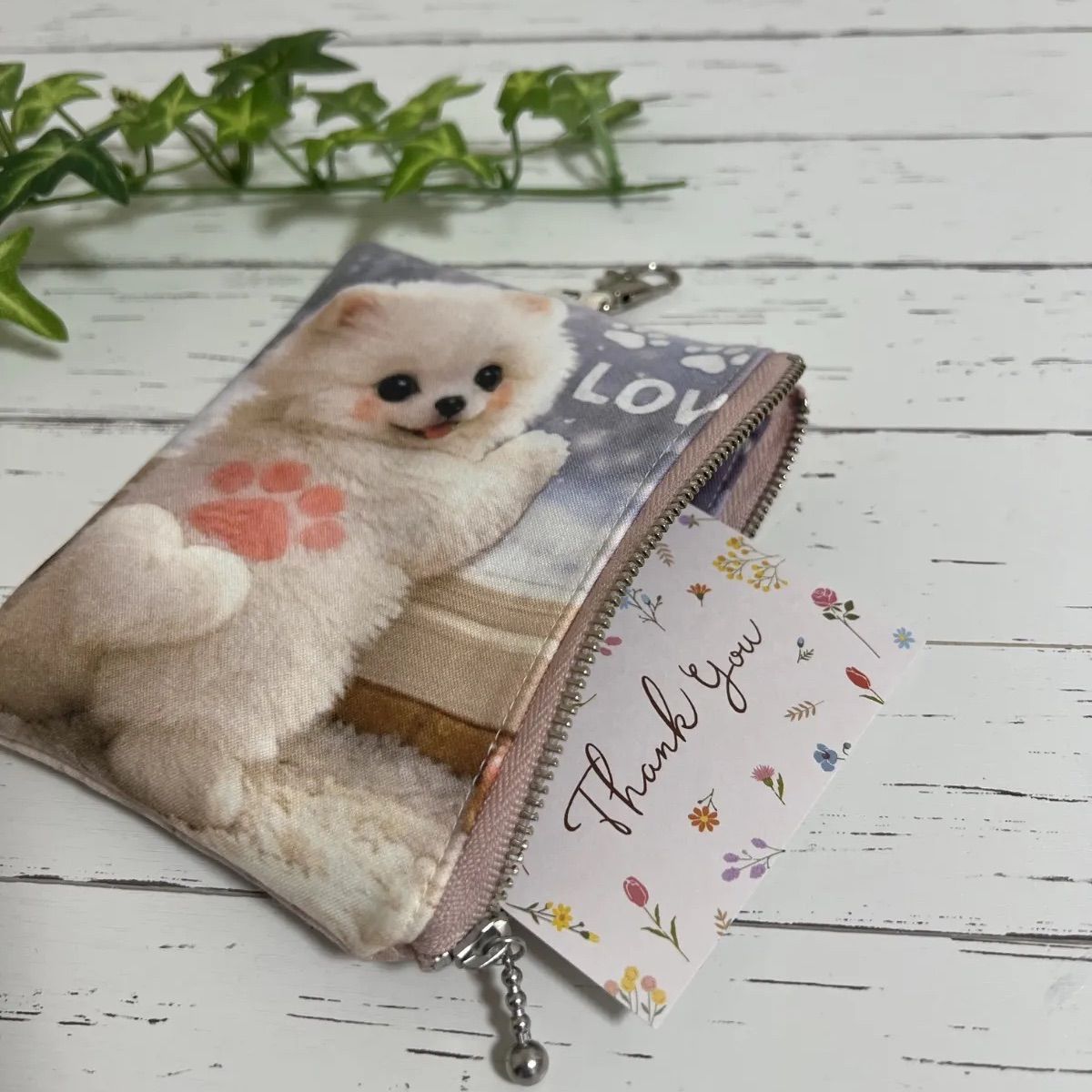 ポメラニアン フラットポーチ ハンドメイド - メルカリ