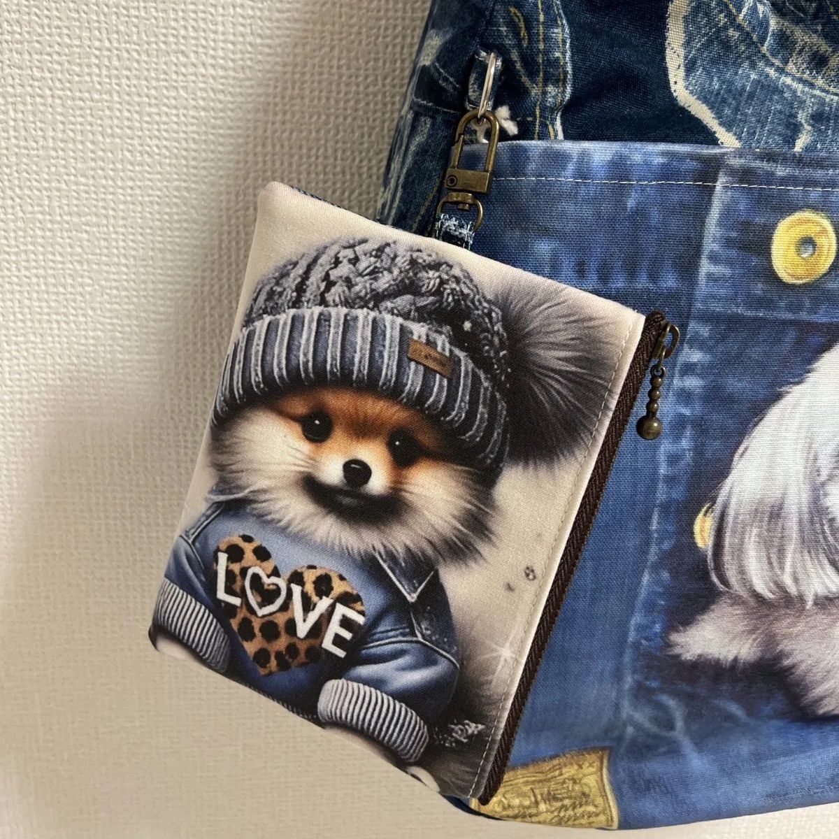 ポメラニアン フラットポーチ ハンドメイド - メルカリ