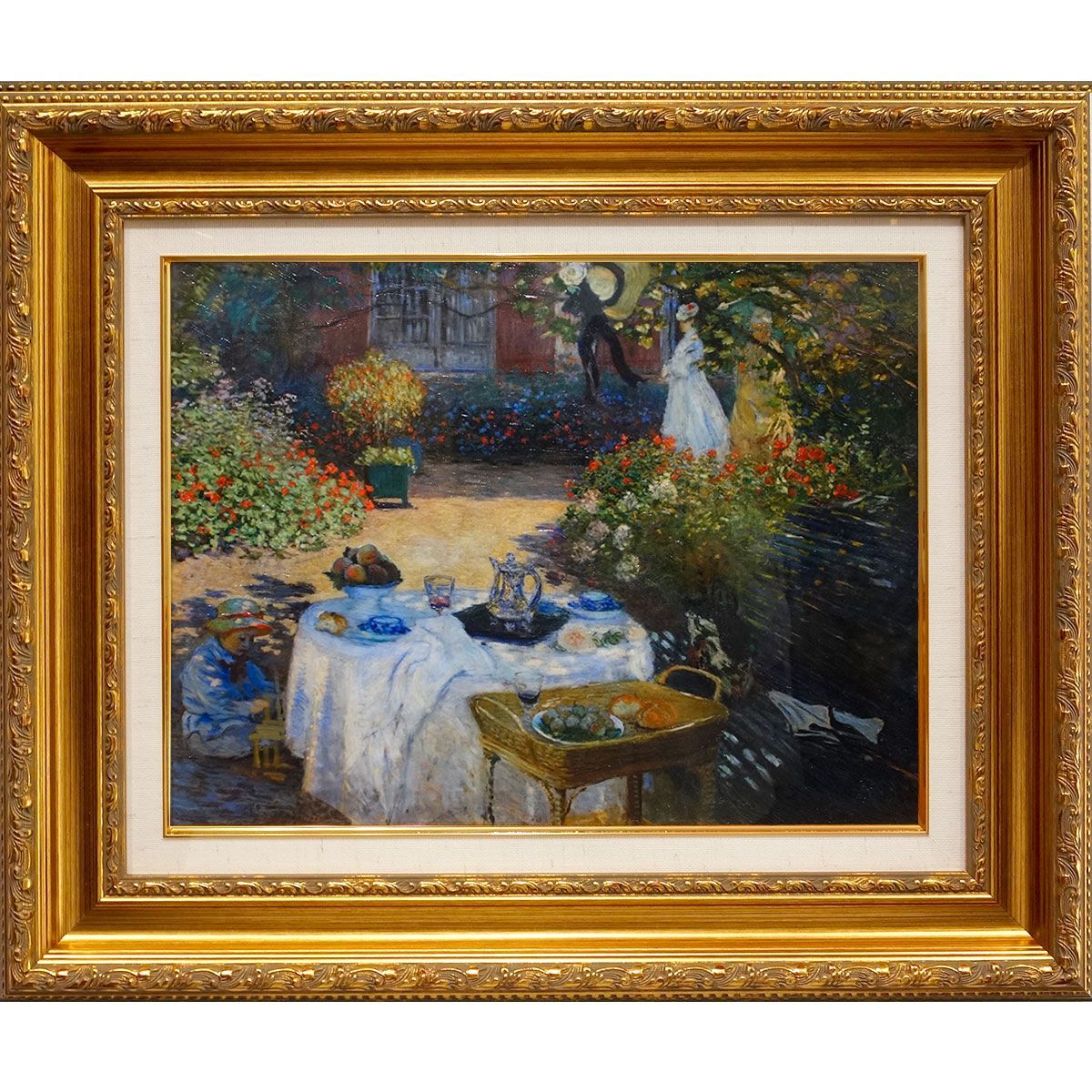 絵画 F6号 モネ 「昼食」 複製画 額入り 額付き 世界の名画 風景画