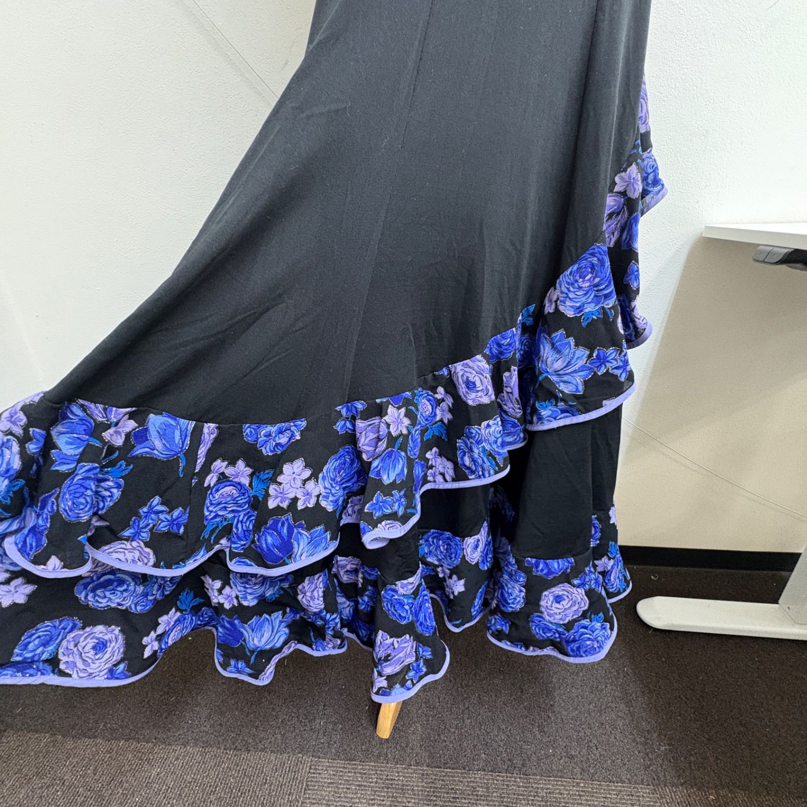 フラメンコ ファルダ 黒と青 フラメンコ衣装 ☆ファルダのみ ＊青/黒