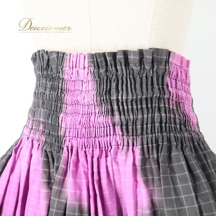 フラダンス 衣装 パウスカート ブラック系 ナニプア モンステラ柄