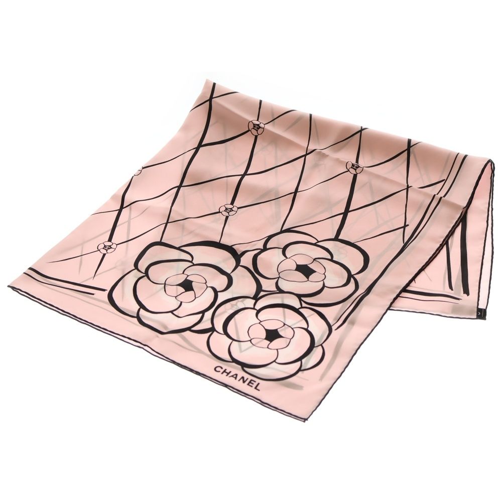 CHANEL (シャネル) カメリア スカーフ ピンク シルク - メルカリ