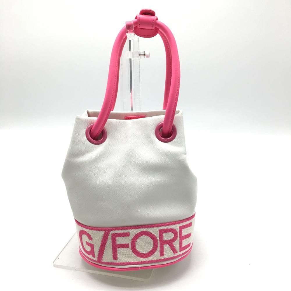 ジーフォア 2WAYショルダーバッグ 白×ピンク 巾着 カートバッグ ゴルフ