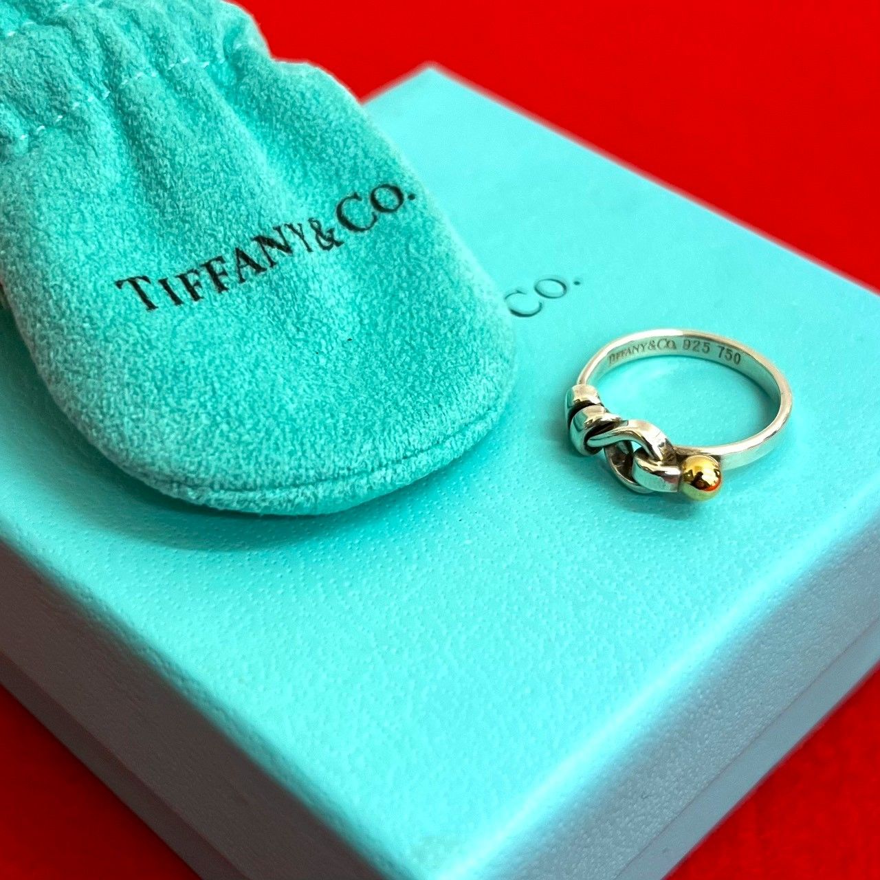 Tiffany & Co.ラブノットリング シルバーゴールド13号ボックス袋付き