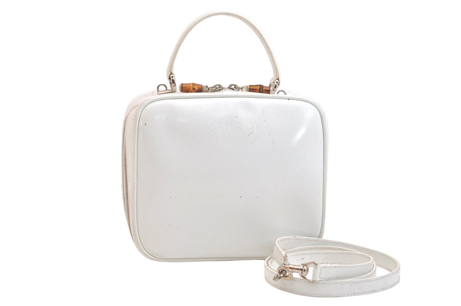 GUCCI グッチ バンブー 2Way ショルダー バニティ バッグ エナメル