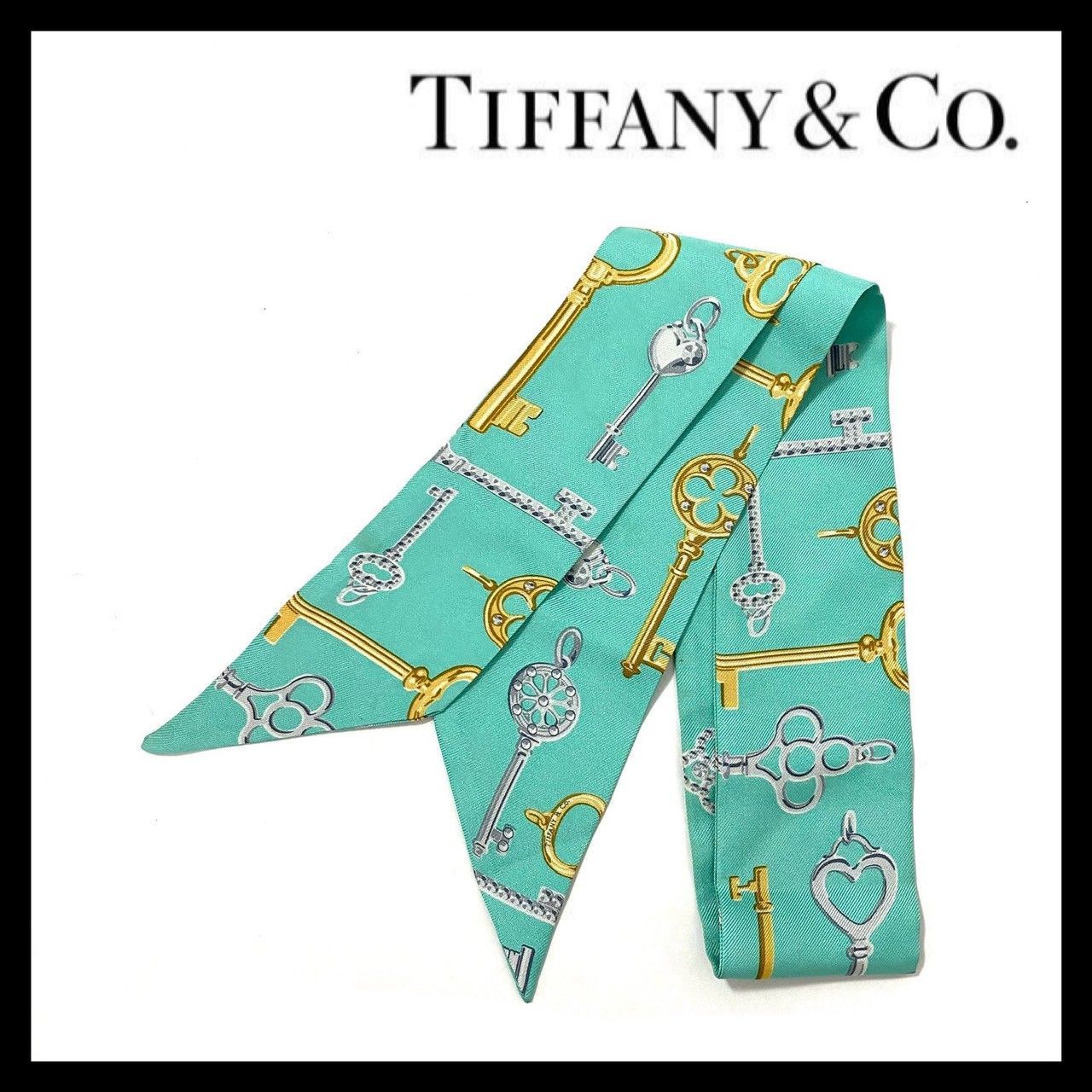 SU【TIFFANY&Co.】ツイリー スカーフ リボン SILK/シルク 100