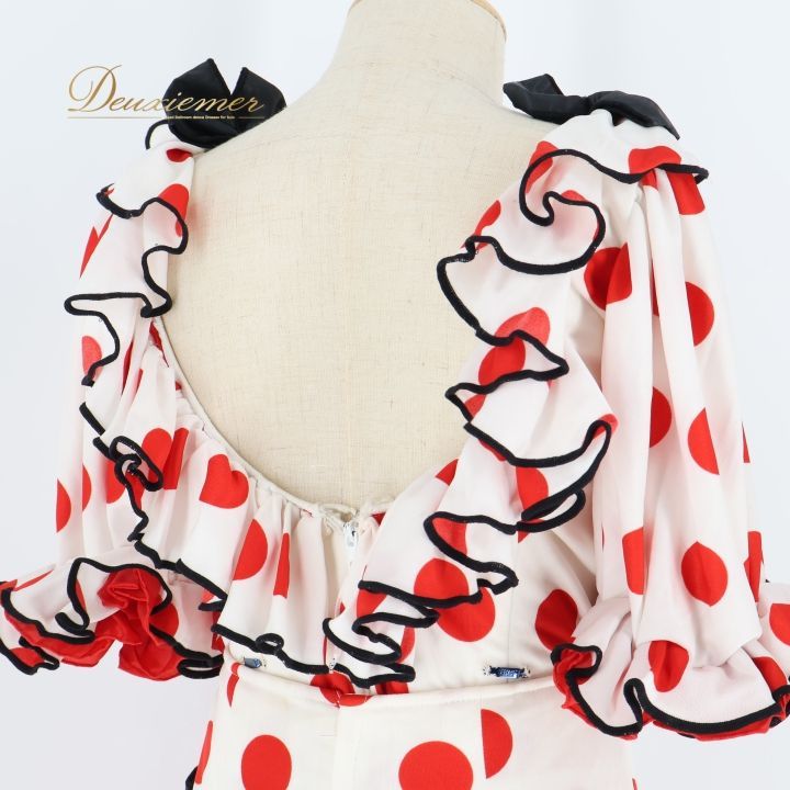 フラメンコ 衣装 ツーピース セットアップ ジュニア 子供 キッズ 水玉