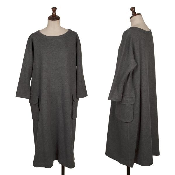 45rpm 45R ウールフラップポケットデザイン七分袖ニットワンピース