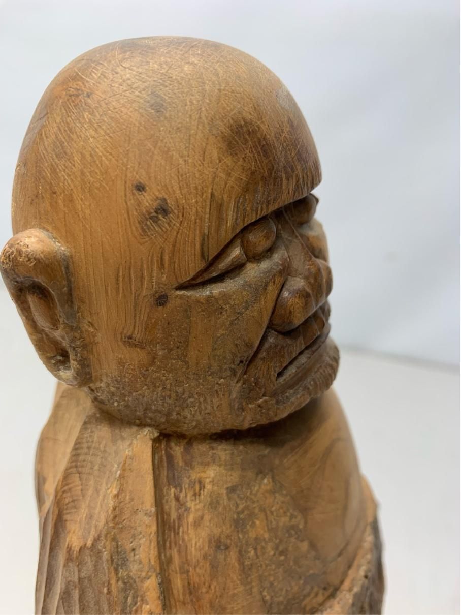 貴重 達磨大師 だるま 木彫り 一刀彫 置物 アンティークインテリア