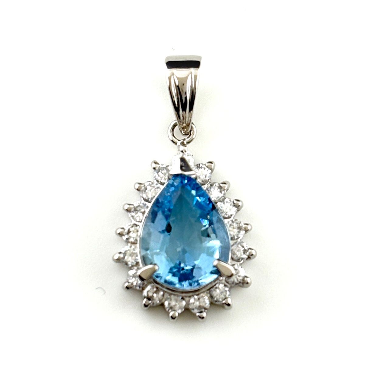 アクアマリン ペンダントトップ プラチナ メレダイヤ ペンダントトップ