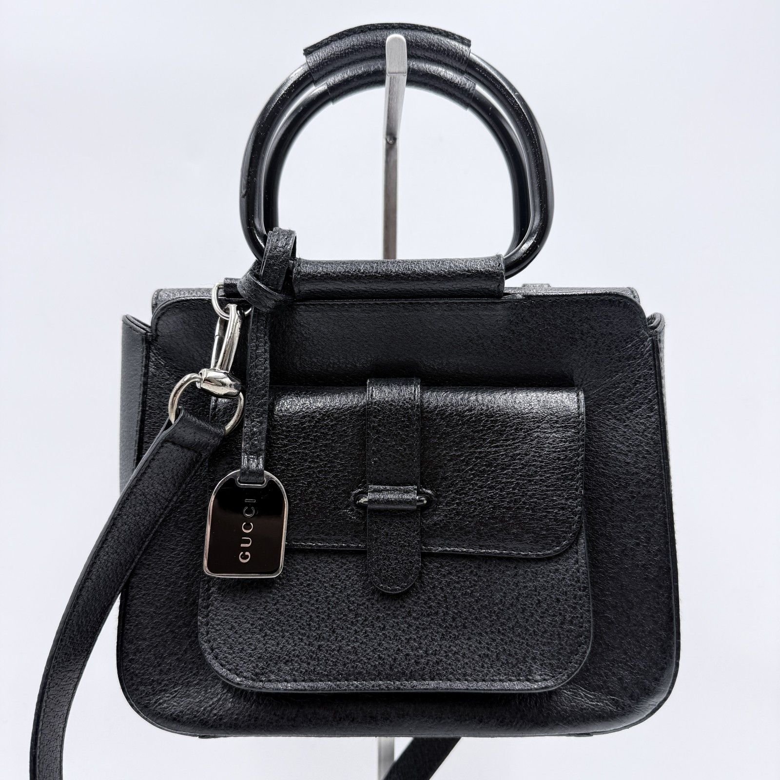 GUCCI（グッチ）2WAYハンドバッグ ショルダーバッグ ブラックレザー