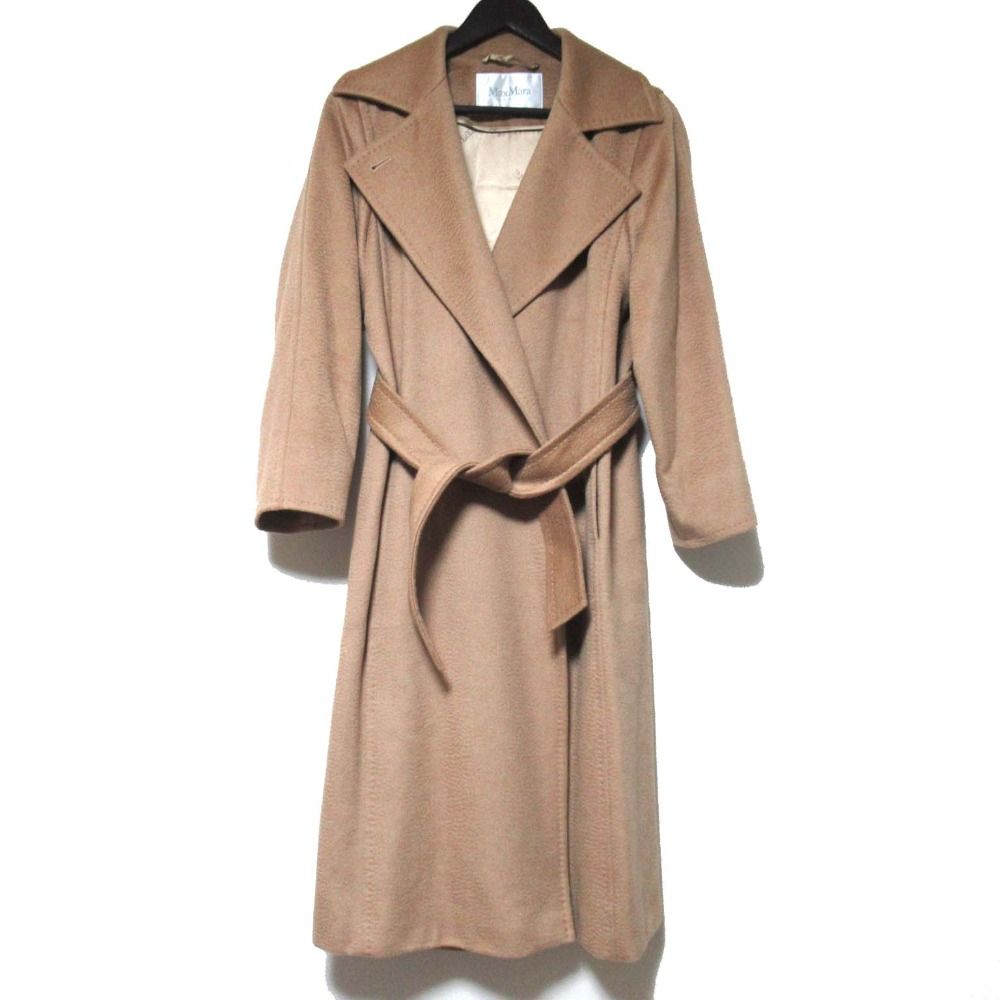 美品 Max Mara マックスマーラ マニュエラ キャメル100％ ベルテッド