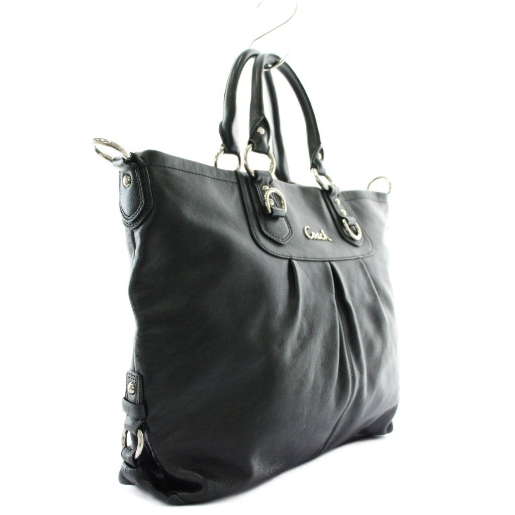 コーチ COACH ハンドバッグ トート レザー ロゴ シルバー金具 黒