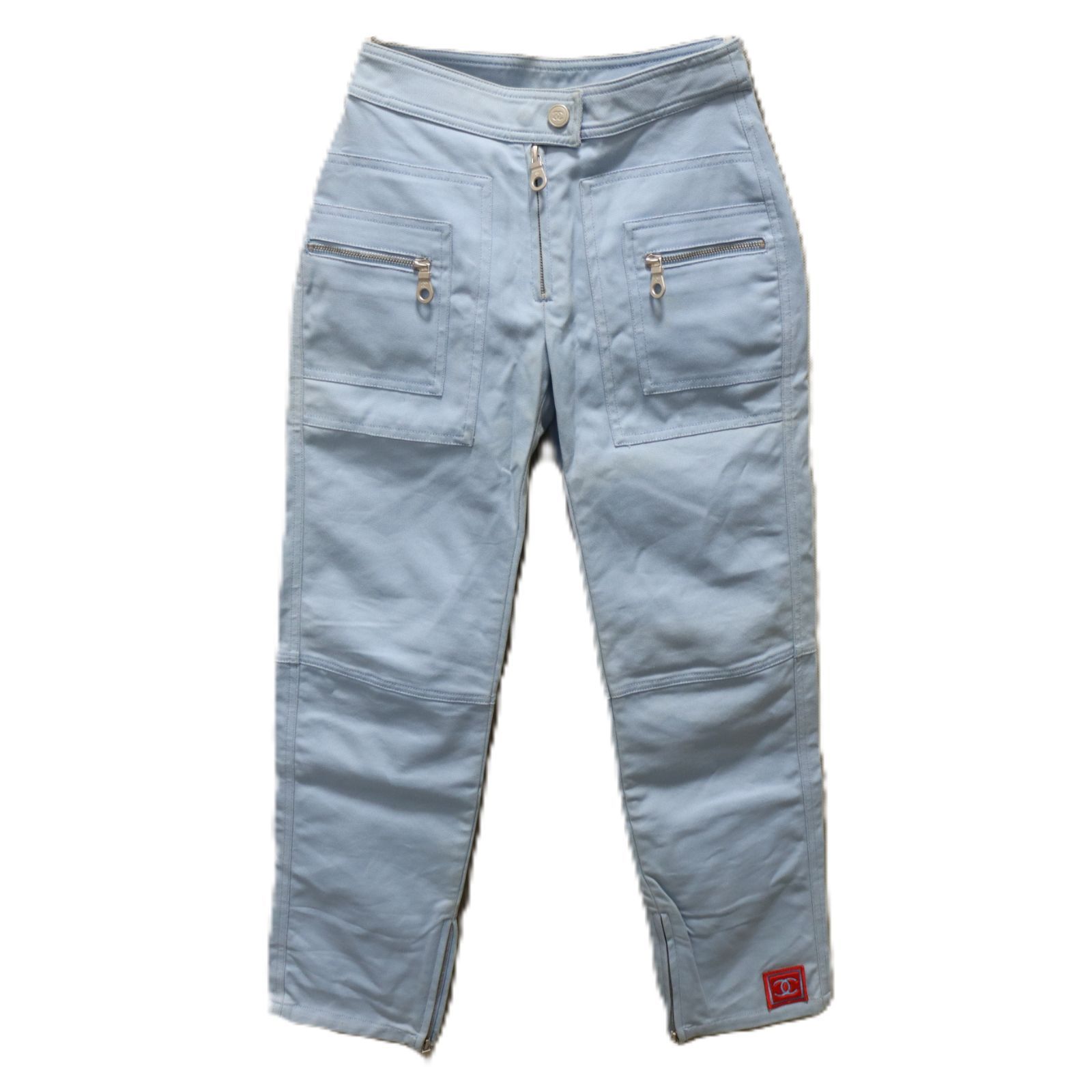 CHANEL シャネル スポーツライン デニムパンツ ライトブルー ココ